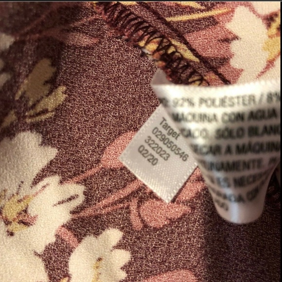 NEW! INGRID & ISABEL Large Burgundy Floral Print Woven Maternity Dress Back Tie - Picture 4 of 8